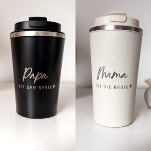 Thermo Mug Thermobecher Travel Mug Mama, Papa, Muttertag Vatertag Eltern Geschenk Personalisiert Geschenk Geburtstag Bild 2