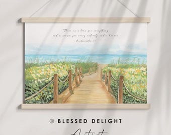 Christian Wall Art Hanging Canvas Wood Frame Ecclesiastes 3:1 Scripture Watercolor Bible Verse Art Print Christian Artist Wall Decor Gift