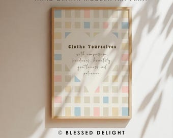 Habillez-vous avec compassion, gentillesse, humilité... - Colossiens 3:12, décoration d'intérieur chrétienne, impression d'ART chrétienne moderne, art dessiné à la main