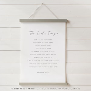 The Lord&#39;s Prayer Matthew 6:9-13 Christian Canvas Wall Art Print with Hanging Frame, Christian Gift Canvas, Scripture Canvas Word Art