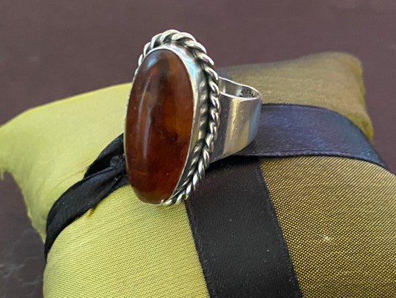 Sterling Amber Ring, Denmark - image 1