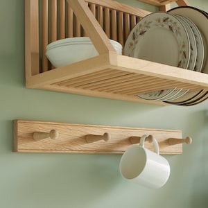 Wall Mounted Plate Rack Traditional Wooden Plate Shelf Dish Storage Rack image 2