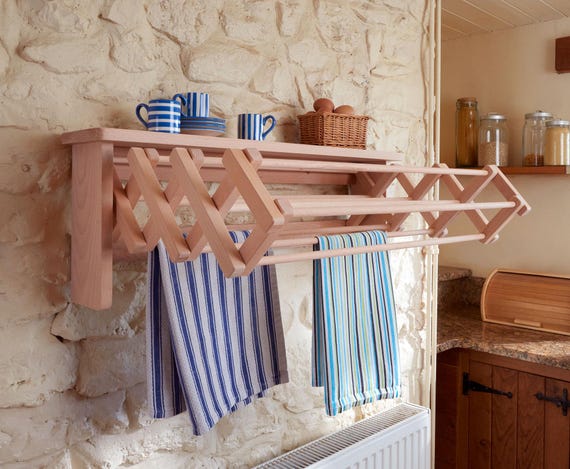 Buy Extendable Drying Rack With Shelf Wall Mounted Clothes Airer