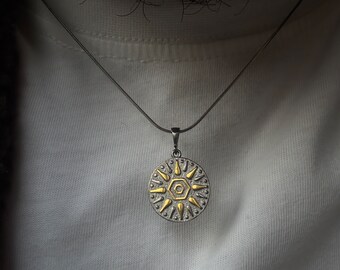 Sun Wealth Amulet Necklace - Boho Mystic Eye Pendant, Vintage Spiritual Protection Charm- Sun Jewelry- Beach Jewelry-