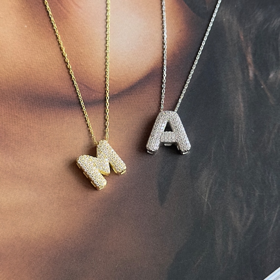 Mens Blue Dripping Bubble Letters Alphabet Pendant Necklace Custom Name,  Single Letter, Ice Out Cubic Zircon, Hip Hop Jewelry In Gold And Silver  Colors From Hongziyu, $13.16 | DHgate.Com
