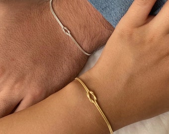 Conjunto de pulsera de nudo para parejas, símbolo de amor y pulsera de unidad, collar de nudo, pulseras de nudo a juego para parejas, conjunto de collar y pulsera de nudo