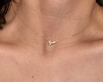 Arabic Necklace, Love Pendant Necklace, Arabic Love Necklace,Arabic Love Symbol Necklace,  Cz. Love Necklace, Diamond Arabic Necklace