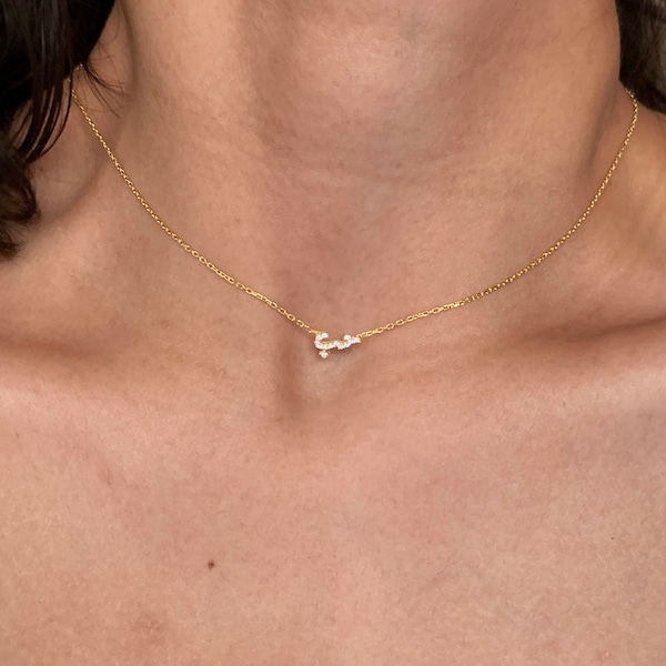 Arabic Necklace, Love Pendant Necklace, Arabic Love Necklace,Arabic Love Symbol Necklace,  Cz. Love Necklace, Diamond Arabic Necklace