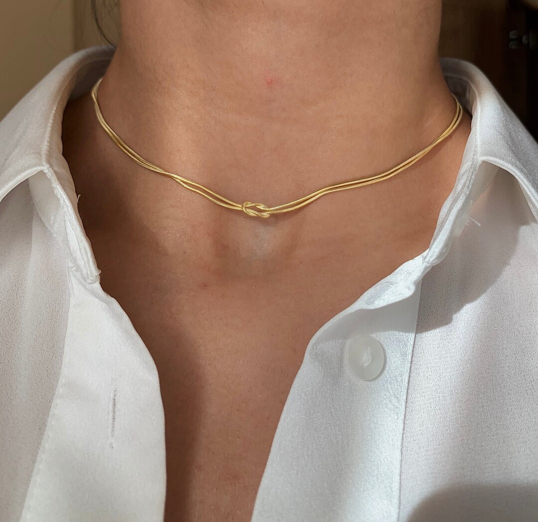 Knot Chain Necklace, Unisex Knot Necklace, Knot Snake Chain Chooker ...