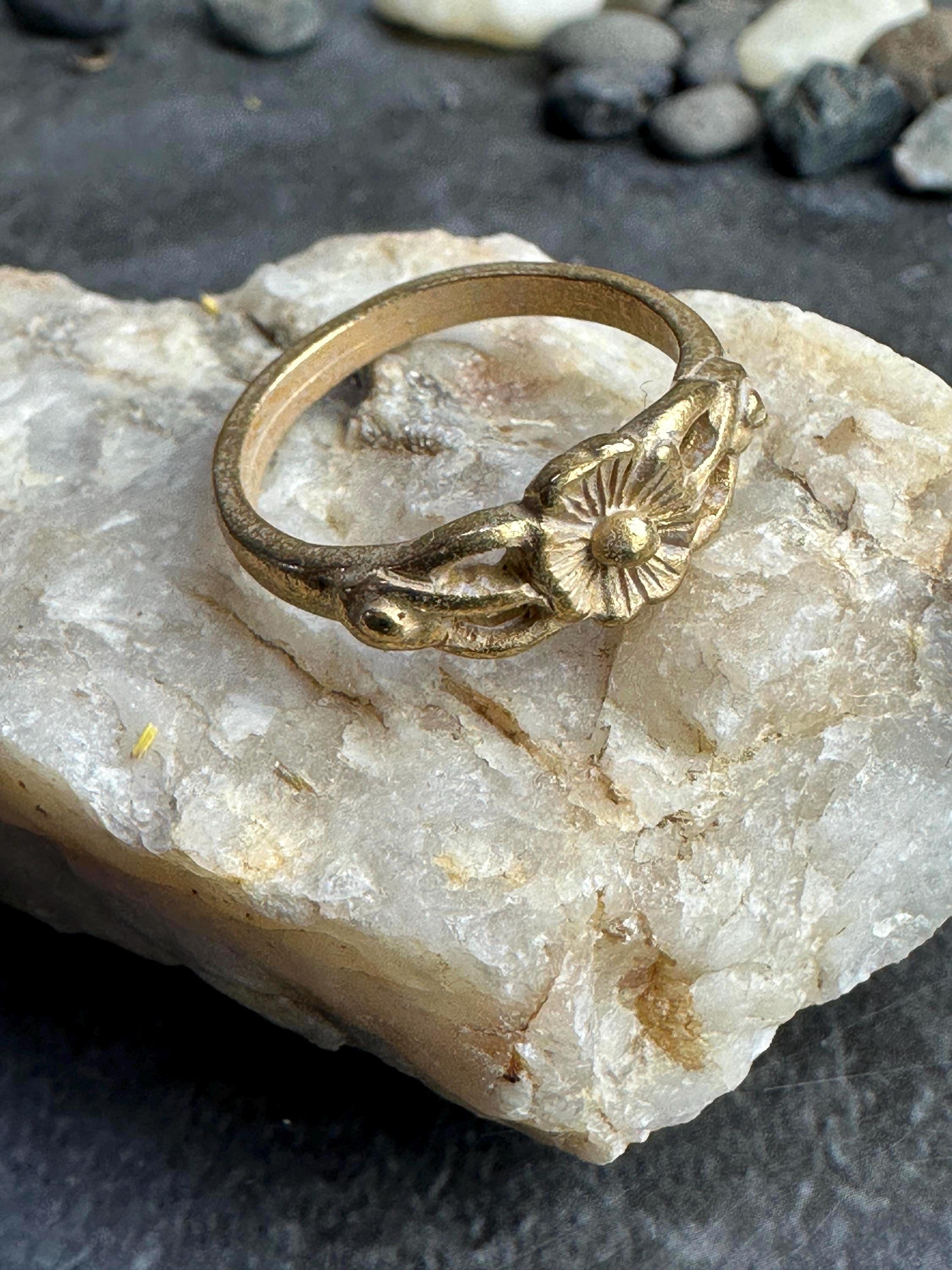 Garden Posie Floral Ring - 10k Gold Over Pewter - Size 8 - Etsy