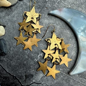 Falling Stars Earrings: Handcrafted Boho Meteor Shower Celestial Statement Jewelry