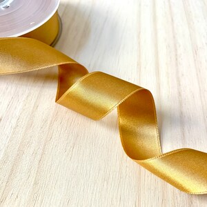 Nastro di raso dorato 25 mm (1") - Nastro di raso color oro profondo double face - Nastro sottile per confezioni regalo color oro scuro intenso