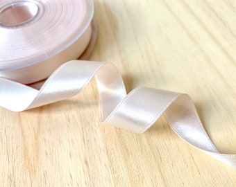 Dust Rose Satin Ribbon 16mm (5/8") - Double Faced Pale Beige Pink Satin Ribbon - Thin Light Rose Gift Wrapping Ribbon