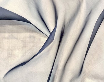 Black Silk Organza Sheer Fabric - Italian Lightweight Midnight Blue Black Pure Silk Organza Textile Fabric by Meter / Yard