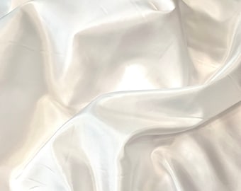 Pure White Acetate Lining Fabric - Snow-white Light Lining Textile Fabric by Meter / Yard