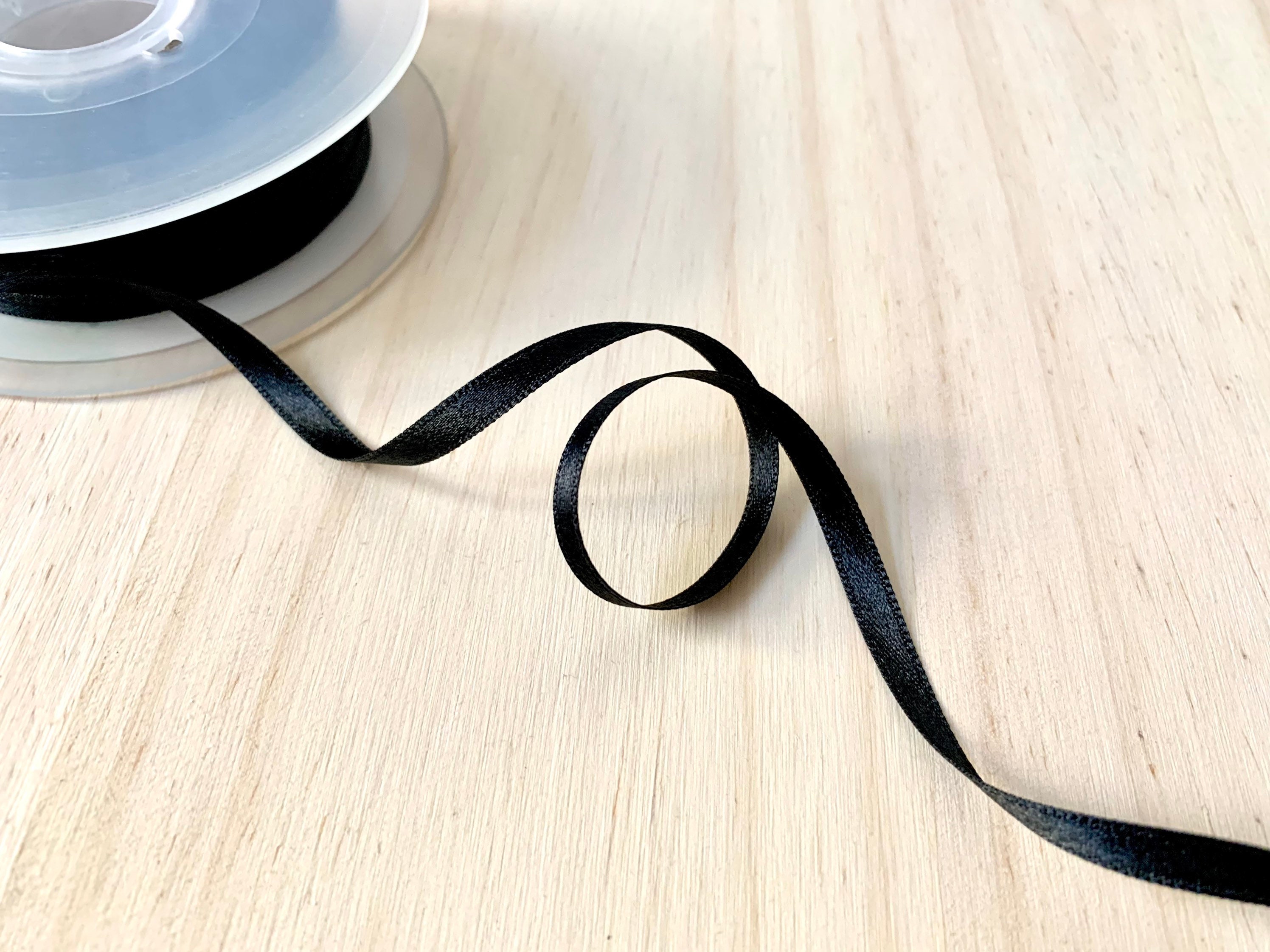 Narrow Black Satin Ribbon 6 Mm 1 4 Double Faced Pure Black