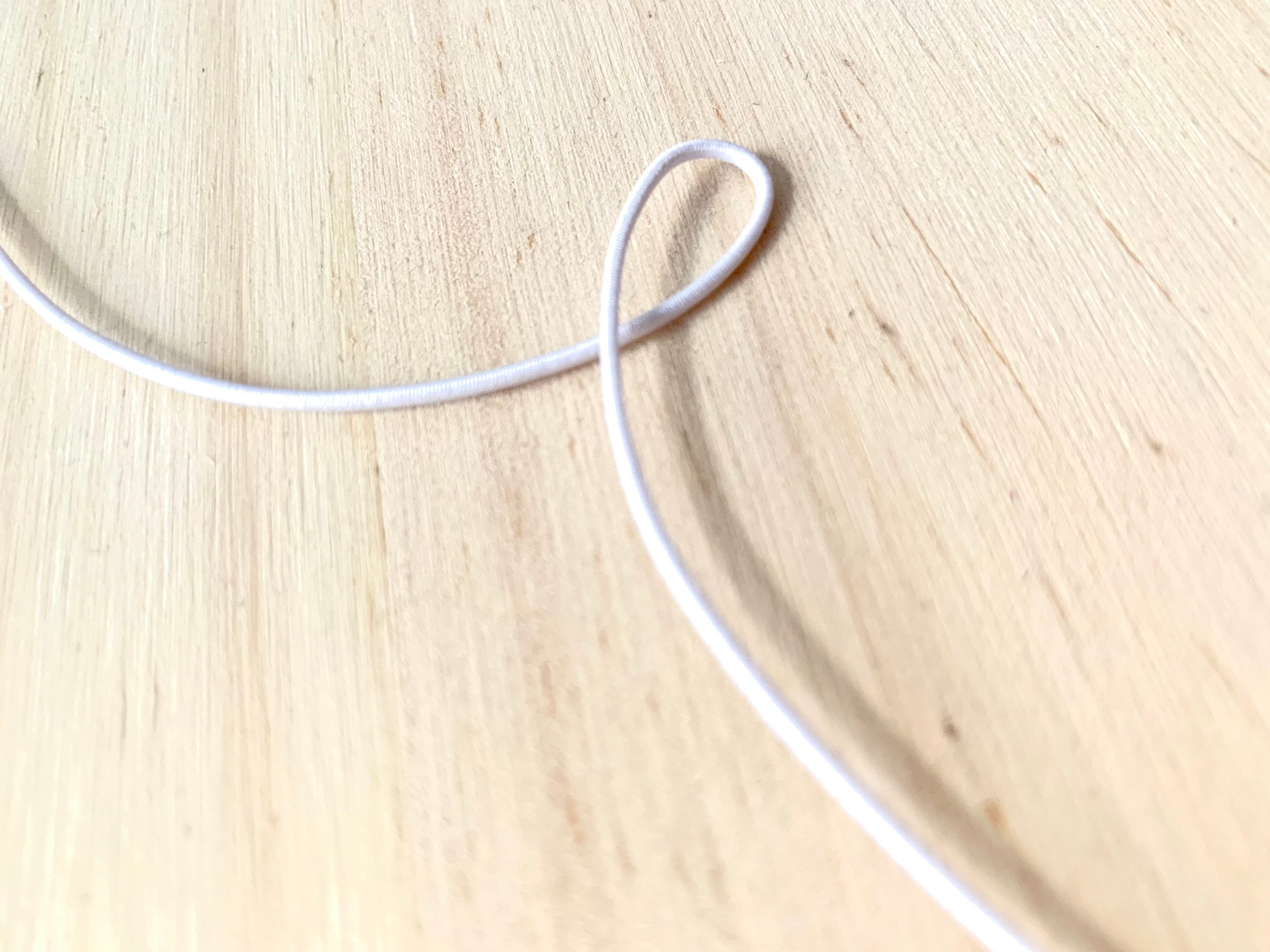 Round White Elastic Band 2 mm (1/16") - White Narrow Round Elastic Cord - Thin White Elastics