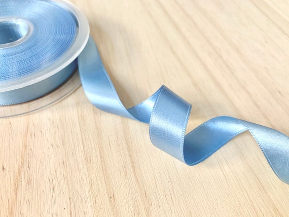 Sky Blue Satin Ribbon 16mm 5/8 Double Faced Light Blue Satin Ribbon Thin  Baby Blue Gift Wrapping Ribbon 