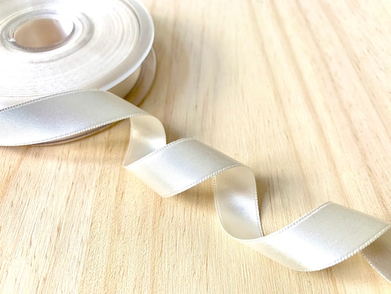 Ivory Beige Satin Ribbon 16mm 5/8 Double Faced Cream White Satin Ribbon  Thin Light Beige Gift Wrapping Ribbon 