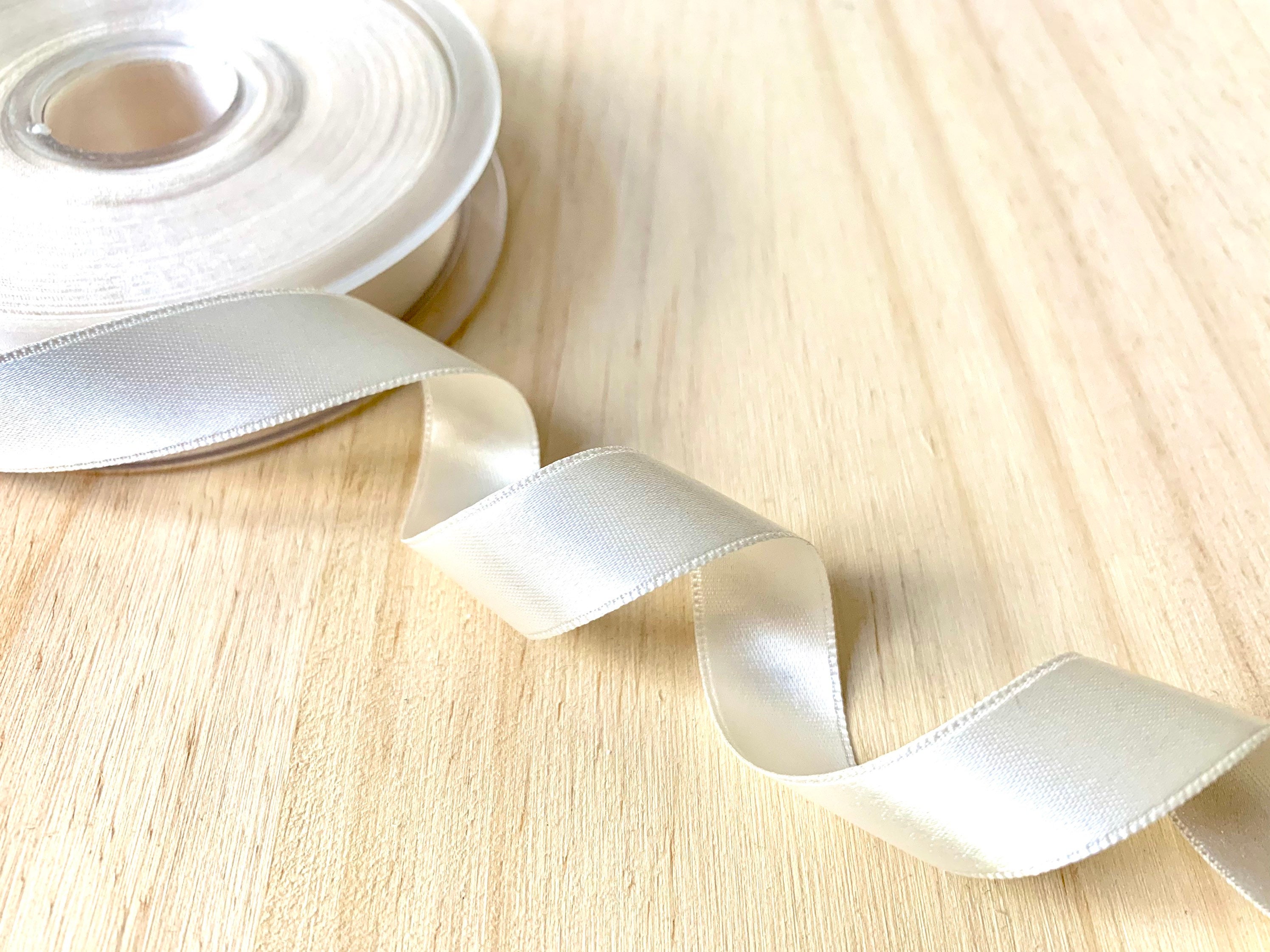 Ivory Beige Satin Ribbon 16mm 5/8 Double Faced Cream White Satin Ribbon Thin  Light Beige Gift Wrapping Ribbon 