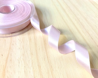 Light Pink Satin Ribbon 16mm (5/8") - Double Faced Pale Rose Satin Ribbon - Thin Pale Pink Gift Wrapping Ribbon