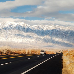 Mammoth Road | Highway 395 | California Landscape | Sierra Mountains | Travel Photography | Snow Capped Mountains | Wall Art