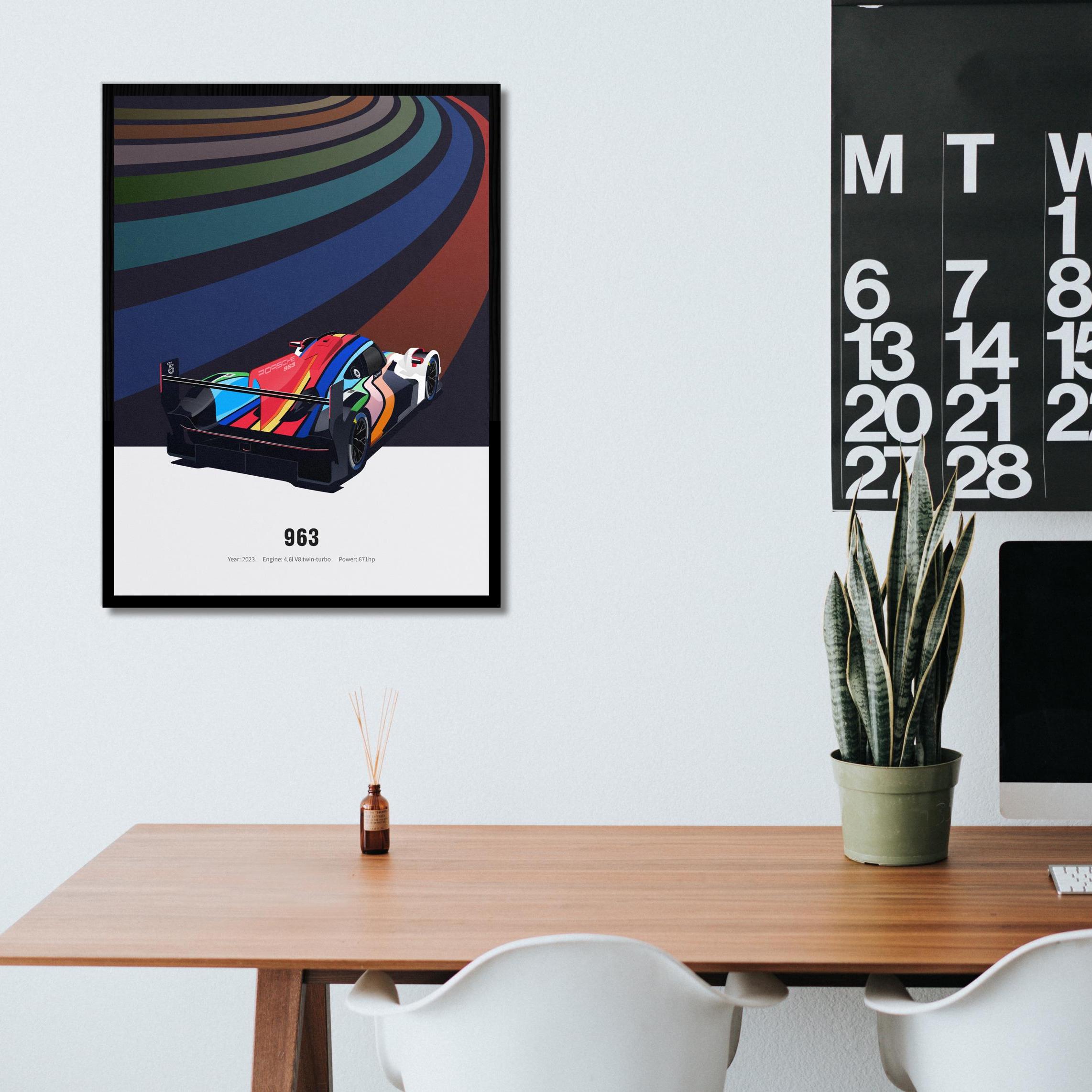 Affiche Porsche 963 Hypercar - WEC, 24h Du Mans - Art Mural Contemporain - Neuf