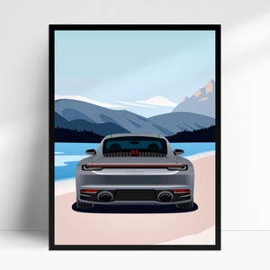 Poster dell'auto Porsche 911 (992), stampa artistica illustrata da parete, regalo decorativo per gli amanti delle auto