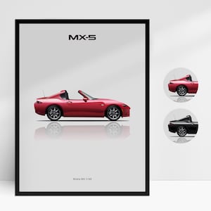 Mazda MX-5 Miata Roadster ND Auto Poster, illustrierte Wand Kunst Druck, Geschenk für Autoliebhaber