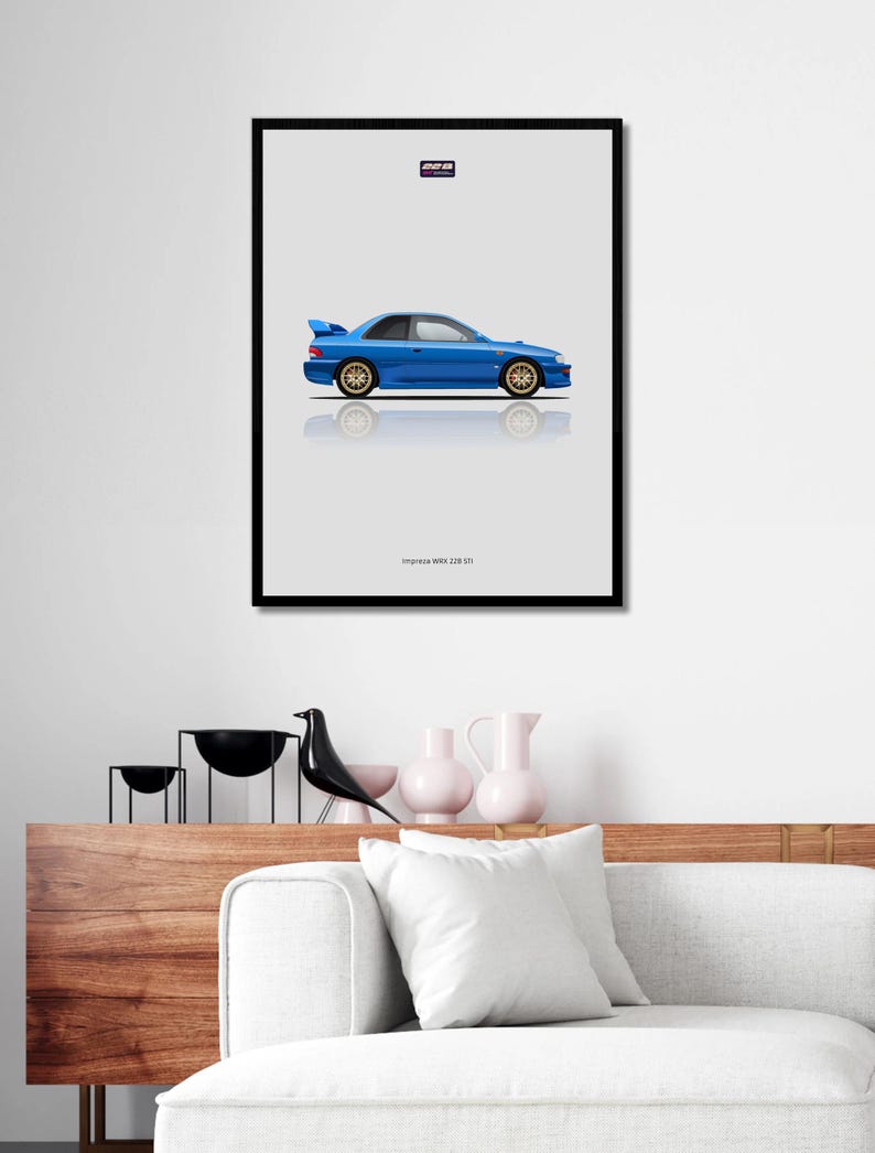 Subaru Impreza WRX 22B STI Poster, Hand Illustrated Wall Art Print ...