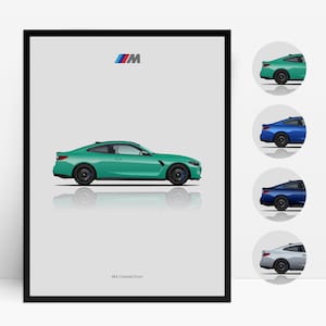 BMW M4 Wettbewerb G82 Auto Poster, illustrierte Wand Kunst Druck, Dekor Geschenk für Auto Liebhaber