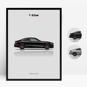 Mercedes-Benz C63s C63s Auto Poster, illustrierte Wand Kunst Druck, Geschenk für Auto Liebhaber
