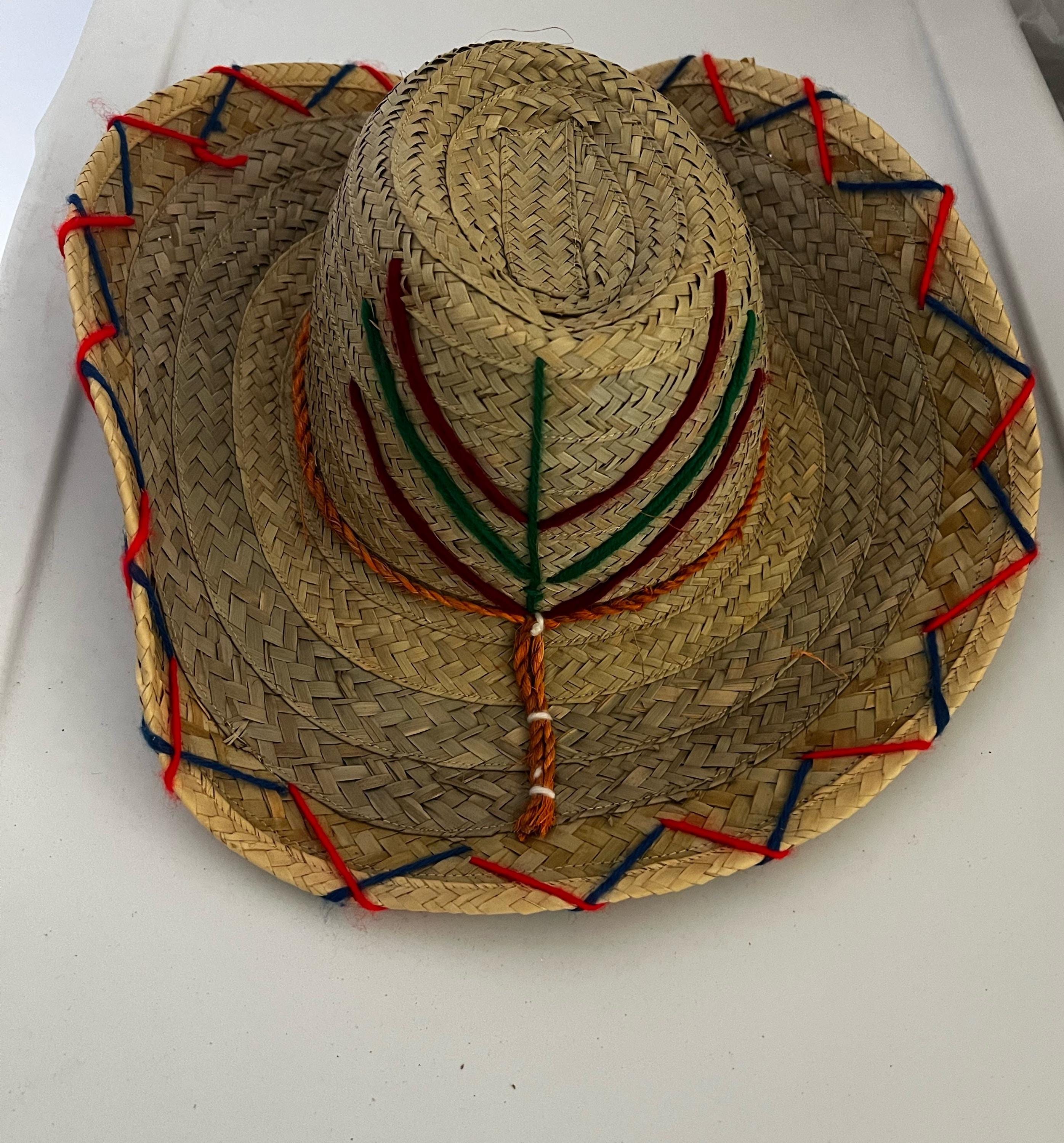 Chapo Zaka Straw Hat With Red, Green, Blue Trim - Etsy