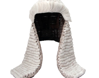 Judges/QC Full Bottom Wig in White/Grey