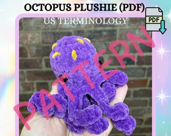 Crochet Octopus Plushie Pattern, Easy No-Sew Amigurumi (PDF)