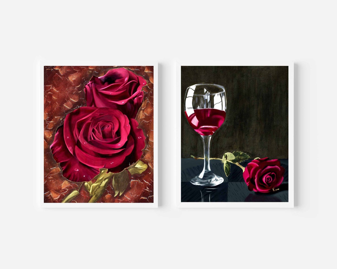 Red Roses Set of 2 Prints - Etsy
