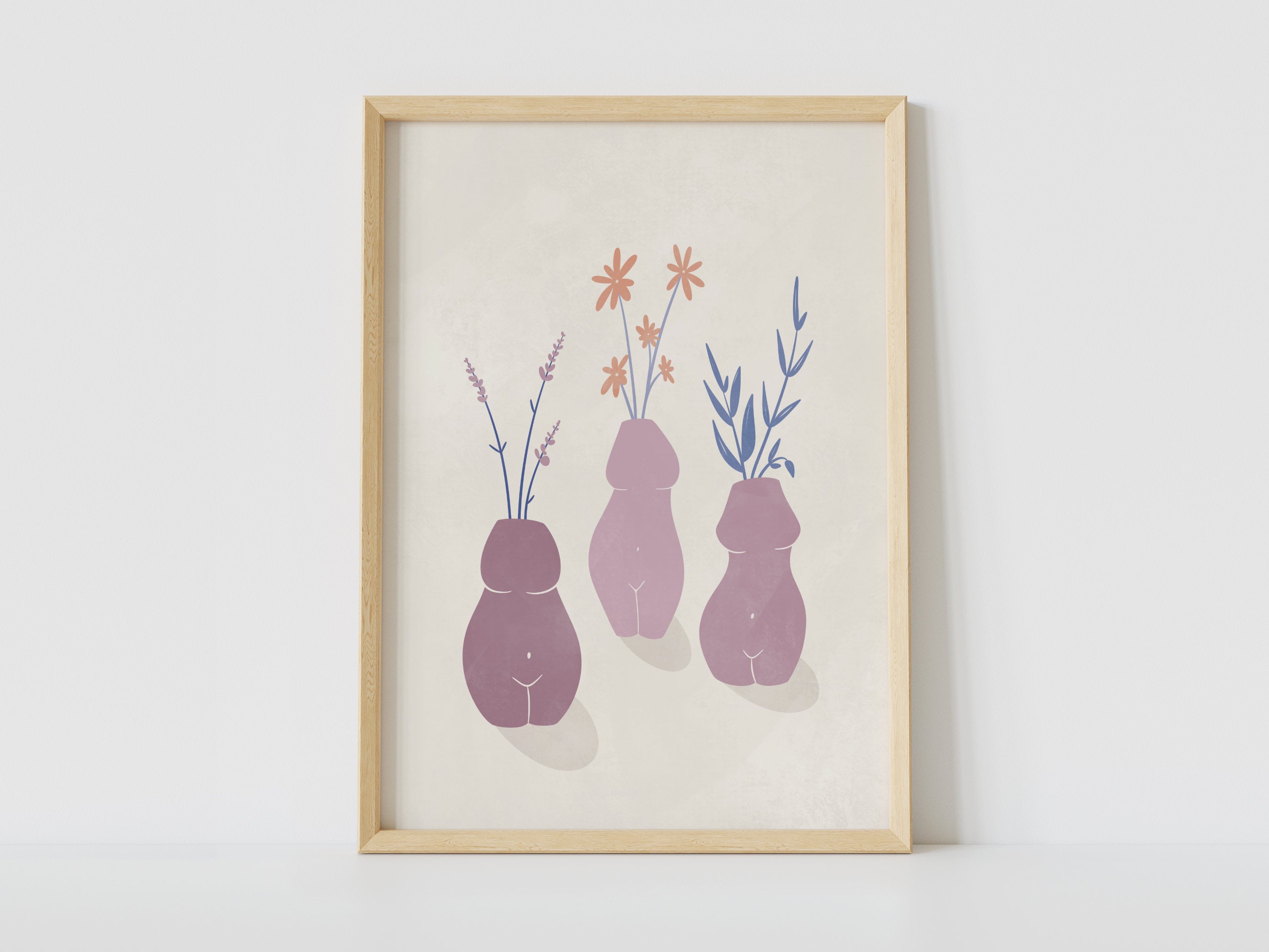Illustration abstraite du corps | Impression d'art positive pour le corps | Affiche imprimable de sculpture féminine A5, A4 et A3 | Téléchargement numérique de tête de fleur de corps féminin