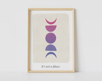 Affiche « Ce n&#39;est pas une phase » | Impressions d&#39;art LGBTQ+ A5, A4, A3 | Décoration murale de la fierté pour les lesbiennes, les gays et les bisexuels | Illustration queer