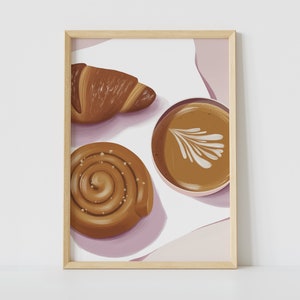 Poster del rotolo di cannella per la cucina | Regalo stampabile per gli amanti del caffè | Stampa artistica Y2K in formato A5 A4 A3 | Decorazioni da parete autunnali femminili | Download digitale
