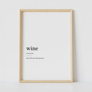 Wine Definition Poster | Dictionary Page Print, Word Definition Print, Bar Cart Sign, Alcohol Poster, Wine Lover Art, Typography Poster