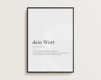 Affiche de définition personnalisée | Décoration murale avec définition de mot | Impression d&#39;art personnalisée DIN A5 A4 A3 | Cadeau minimaliste personnalisé | Téléchargement numérique