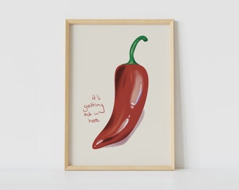 Affiche de piment pour la cuisine | Cadeau d’amateur de légumes imprimable | Y2K Piments Art Print en A5 A4 A3 | Décor mural épicé | Téléchargement numérique