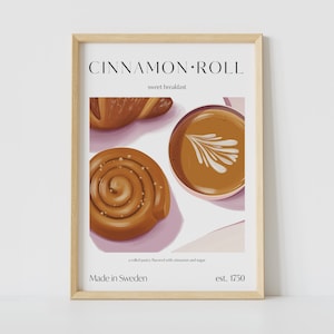 Póster de rollo de canela para cocina | Regalo amante del café imprimible ? Impresión de arte Y2K en A5 A4 A3 ? Decoración de pared Girly Latte Art | Descarga digital
