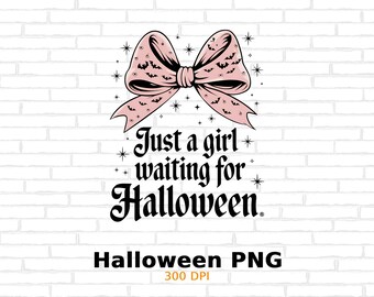 Gewoon een meisje dat wacht op Halloween digitale download roze strik vleermuizen sterren spookachtige decoratie Goth afdrukbare kunst