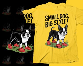 Kleine hond grote stijl digitale download, leuke hondenkunstprint, schattig huisdier kunst aan de muur, hondenliefhebber cadeau, afdrukbare hondenposter, png, krokodilstijl