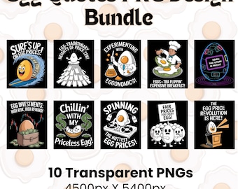 Grappige eiercitaten png-bundel | 10 transparante ontwerpen van 4500 px x 5400 px | 300 dpi | Direct downloaden voor T-shirts, mokken en posters | Digitaal bestand