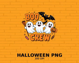 Boo Crew Halloween digitale kunst, schattige geesten clipart, Spooky Bat Halloween afdrukbare, Halloween decoratie Art Print, png