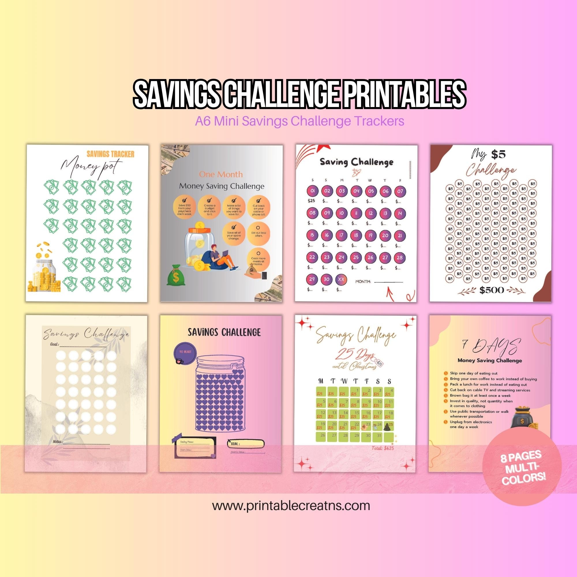 ★うさこ★ A6リフィル　savings challenge A6 Saving Challenge Printable Bundle - M435 – mrsneat