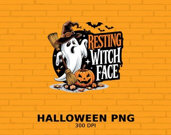 Halloween-spookposter digitale download, grappige rustende heksengezicht afdrukbare muurkunst, Halloween-decor, Spooky Witchy Room Decor, png