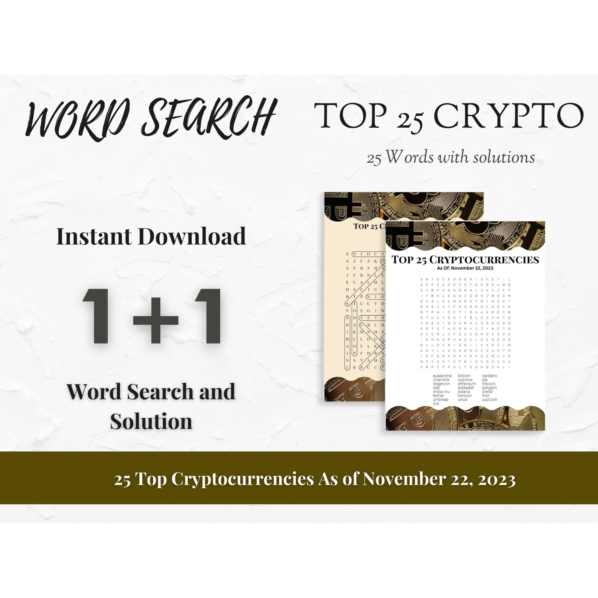 Explore Top 25 Cryptocurrencies: Engaging & Educational Printable Word  Search Puzzles With Solutions - Etsy